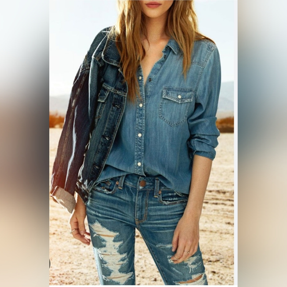 American Eagle AEO Boho Artist Distressed Destroyed Flare Denim Jeans 8 - Picture 5 of 15